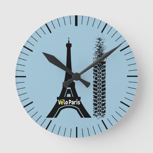 Velo Paris Bike Eiffel Tower Runde Wanduhr (Vorderseite)
