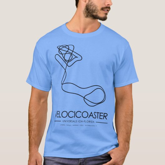 Velocicoaster minimalistisches Achterbahn-Layout T-Shirt (Vorderseite)