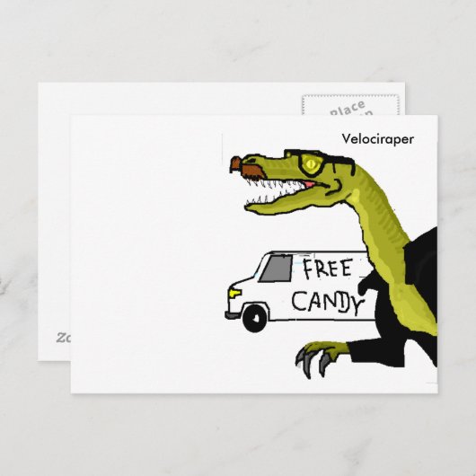 Velociraper Postkarte (Vorne/Hinten)