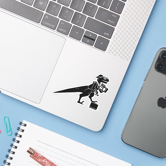Velocirapper Aufkleber (Laptop mit iPhone)
