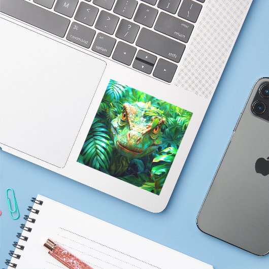 Velociraptor Aufkleber (Laptop mit iPhone)