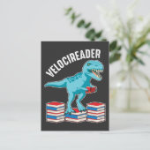 Velociraptor Buchleser Funny Dinosaur Student Postkarte (Stehend Vorderseite)