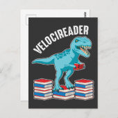 Velociraptor Buchleser Funny Dinosaur Student Postkarte (Vorne/Hinten)