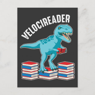 Velociraptor Buchleser Funny Dinosaur Student Postkarte