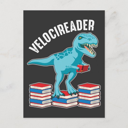 Velociraptor Buchleser Funny Dinosaur Student Postkarte (Vorderseite)