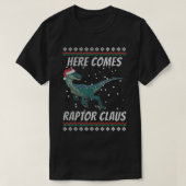 Velociraptor Christmas Hier kommt Raptor Claus Chr T-Shirt (Design vorne)
