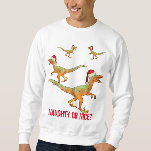 Velociraptor Dinosaur Funny Weihnachten Slogan Sweatshirt (Vorderseite)