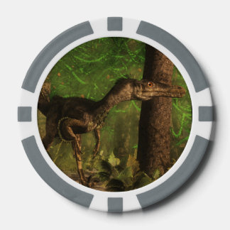 Velociraptor-Dinosaurier im Wald Pokerchips