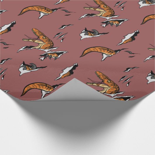 Velociraptor Escape Geschenkpapier (Ecke)