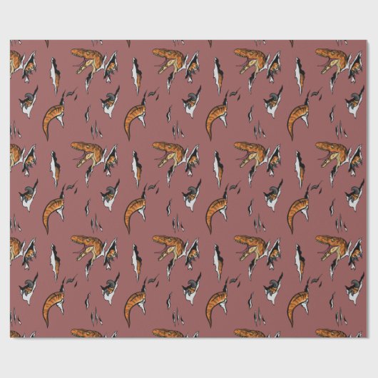 Velociraptor Escape Geschenkpapier (Flach)