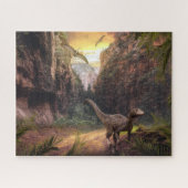 Velociraptor & Pterosaur in Prehistoric Landscape Puzzle (Horizontal)