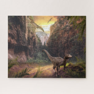 Velociraptor & Pterosaurier in prähistorischer La Puzzle
