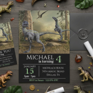 Velociraptor Raptor Birthday Party Einladung