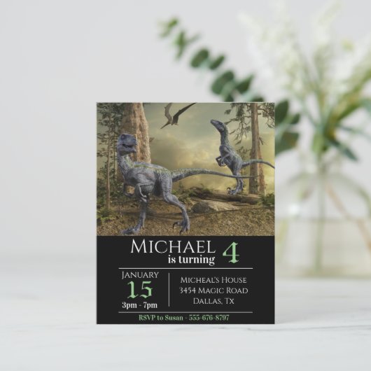 Velociraptor Raptor Dinosaur Geburtstag (Stehend Vorderseite)