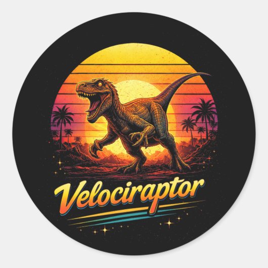 Velociraptor Runder Aufkleber (Vorderseite)