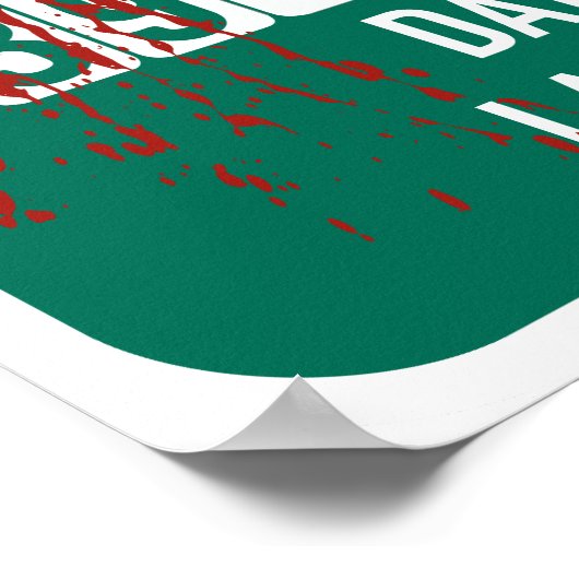 Velociraptor - Unfall - freies Zeichen (blutgespül Poster (Ecke)