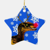 Velociraptor-Weihnachtsverzierung - Stern-Form Keramikornament (Vorne)