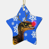 Velociraptor-Weihnachtsverzierung - Stern-Form Keramikornament (Links)