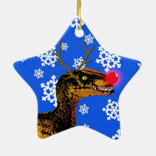 Velociraptor-Weihnachtsverzierung - Stern-Form Keramikornament