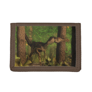 Velociraptordinosaurier im Wald Trifold Geldbörse