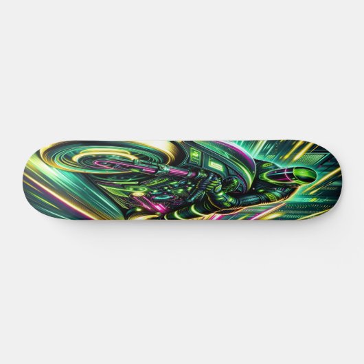 "Velocity Rush: Cyberpunk-Racer Skateboard (Horizontal)
