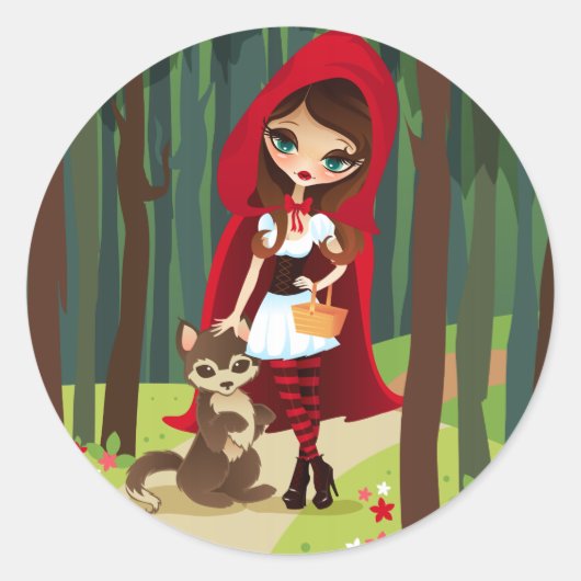Velusa Red Riding Hood Runder Aufkleber (Vorderseite)