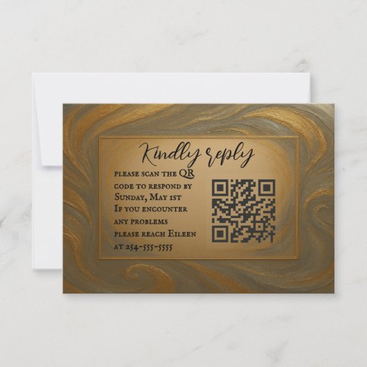 Velvet Alloy QR Code Wedding RSVP Card (Vorderseite)