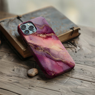 Velvet Amethyst – Purple Pink & Gold Marble Phone  iPhone 16 Hülle
