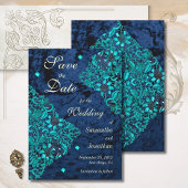 Velvet Aquamarin und Navy Luxury Wedding Save The Date