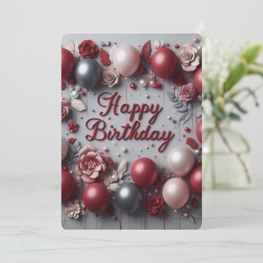 Velvet Birthday Liebe Einladung (Stehend Vorderseite)