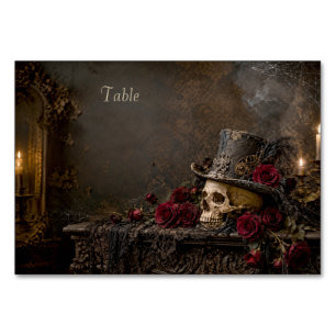 Velvet Bone Gothic Halloween-Tischkarte   Verzaube Tischnummer