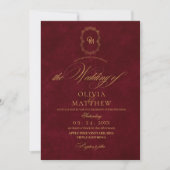 Velvet Burgundy Script Wedding Einladung (Vorderseite)