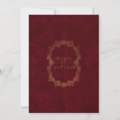 Velvet Burgundy Script Wedding Einladung (Rückseite)