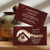 Velvet Crimson Gold Key Real Anwesen Business Card Visitenkarte
