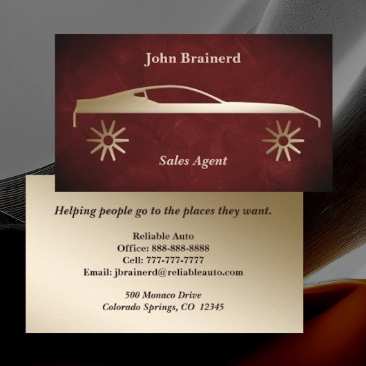 Velvet Crimson Red & Gold Auto Business Card Visitenkarte
