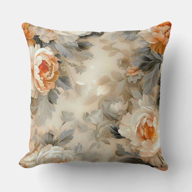 Velvet Fall Whispers Botanisch Kissen (Vorderseite)