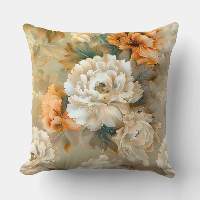 Velvet Fall Whispers Botanisch Kissen (Vorderseite)