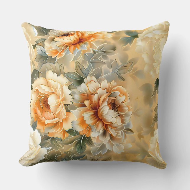 Velvet Fall Whispers Botanisch Kissen (Vorderseite)