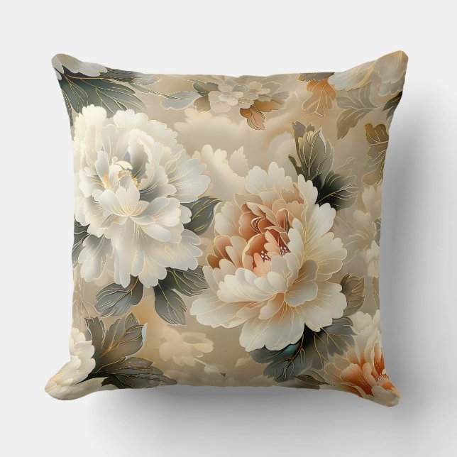 Velvet Fall Whispers Botanisch Kissen (Vorderseite)