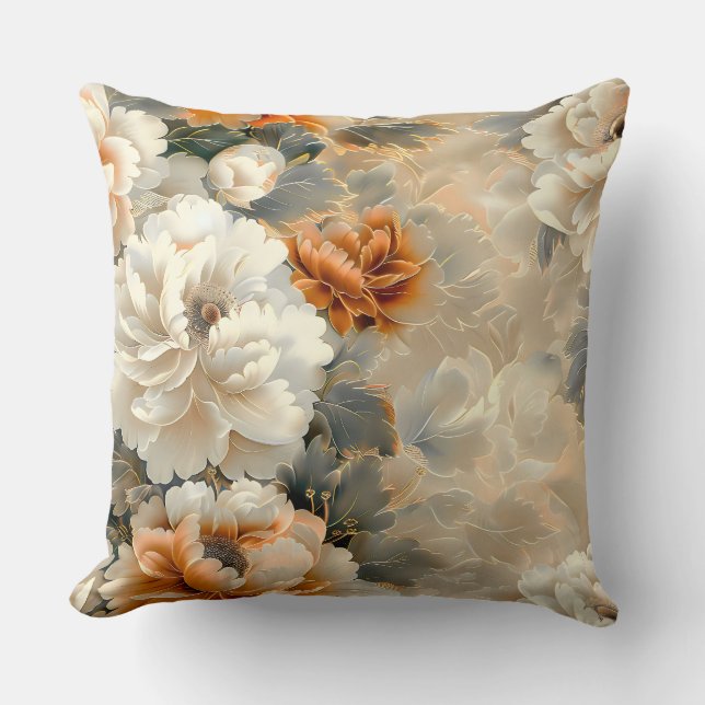 Velvet Fall Whispers Botanisch Kissen (Vorderseite)