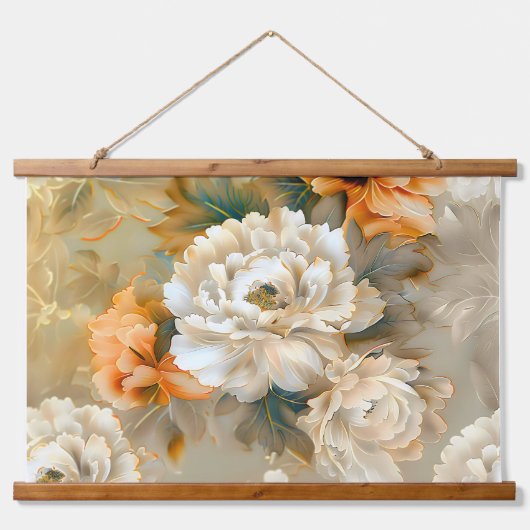 Velvet Fall Whispers Botanisch Wandteppich Mit Holzrahmen (Vorne)