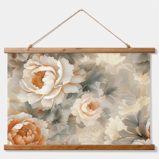 Velvet Fall Whispers Botanisch Wandteppich Mit Holzrahmen (Vorne)