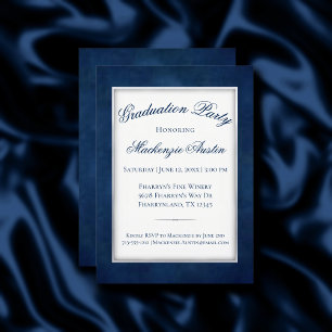 Velvet Grad   Navy Blue Modern Watercolor Party Einladung