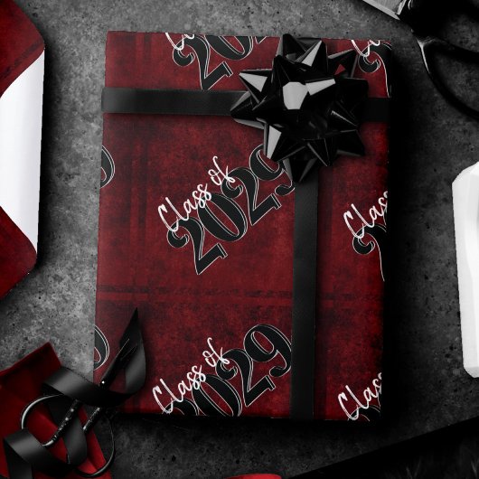 Velvet Grad | Ruby Red Crimson Grunge Abschluss Geschenkpapier