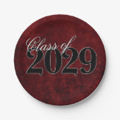 Velvet Grad | Ruby Red Crimson Jewel Tone Grunge Pappteller (Vorderseite)