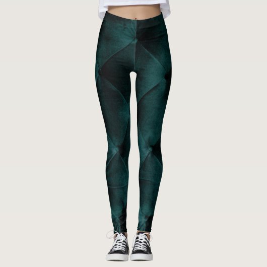 Velvet Green: Malachite Textile Elegance Leggings (Vorderseite)