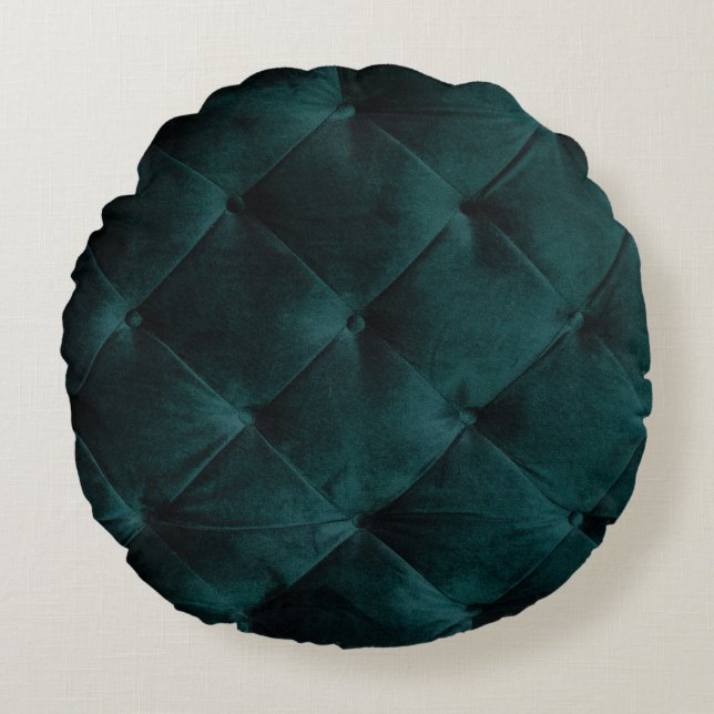 Velvet Green: Malachite Textile Elegance Rundes Kissen (Vorderseite)