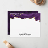 Velvet Lila Agate Geode Script Typografie Mitteilungskarte (Vorderseite/Rückseite Beispiel)