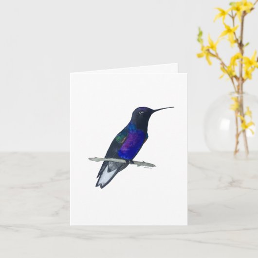 Velvet-lila Coronet Hummingbird Karte (Gelbe Blume)