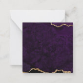 Velvet Lila Gold Agate Geode Script Square 2 Mitteilungskarte (Rückseite)